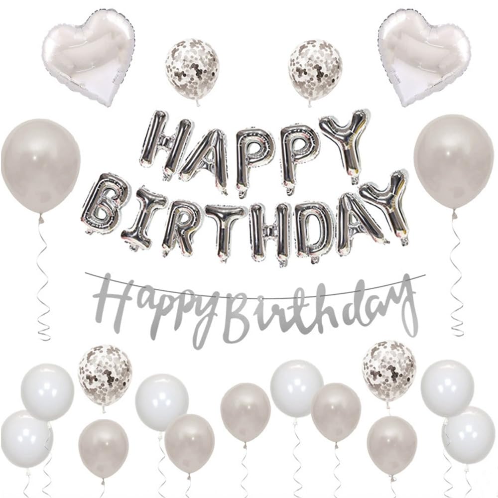 

Glanvio Birthday Decoration Set Balloons Garland Confetti Crown Unisex Silver Stylish Celebration Party Anniversary