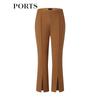 PORTS Women's Caramel Brown Slit Straight Leg Trousers