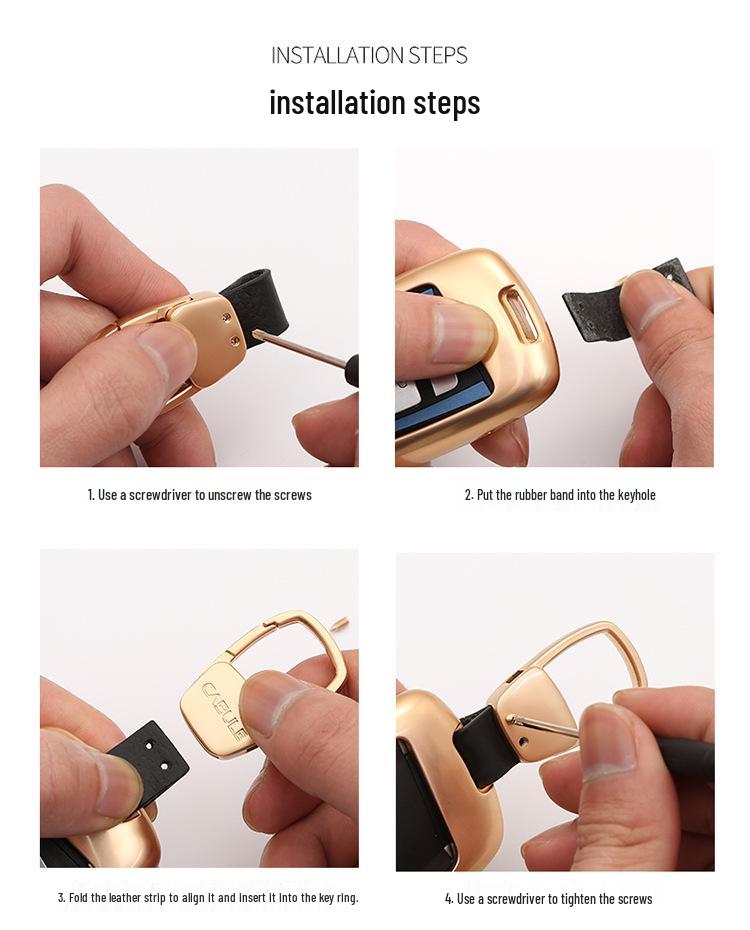 Cabrón Genuine Leather Universal Car Keychain - Fits All Key Bags with High-End Square Buckle