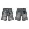 Purple Jeans Streetwear Loose Fit Denim Shorts Men Women Mid-Rise Straight Cut With Embroidery Stone Wash