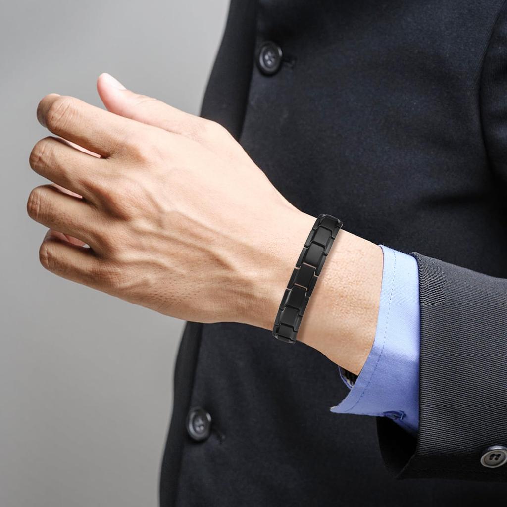 [HACHI] Double-Row Germanium Bracelet, 99.99% Pure Germanium, 34 Pieces, Pure Titanium, Men's Magnetic Bracelet, Anti-Static, Jewelry Gift