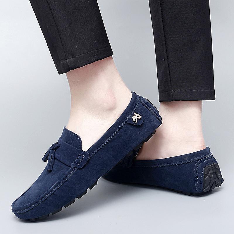 Moda Estiva Scarpe Loafer Arancioni Uomo Casual Comode Scarpe in Pelle Scamosciata Uomo Basse Slip-On Scarpe da Guida Uomo Piatte Taglia 38-46