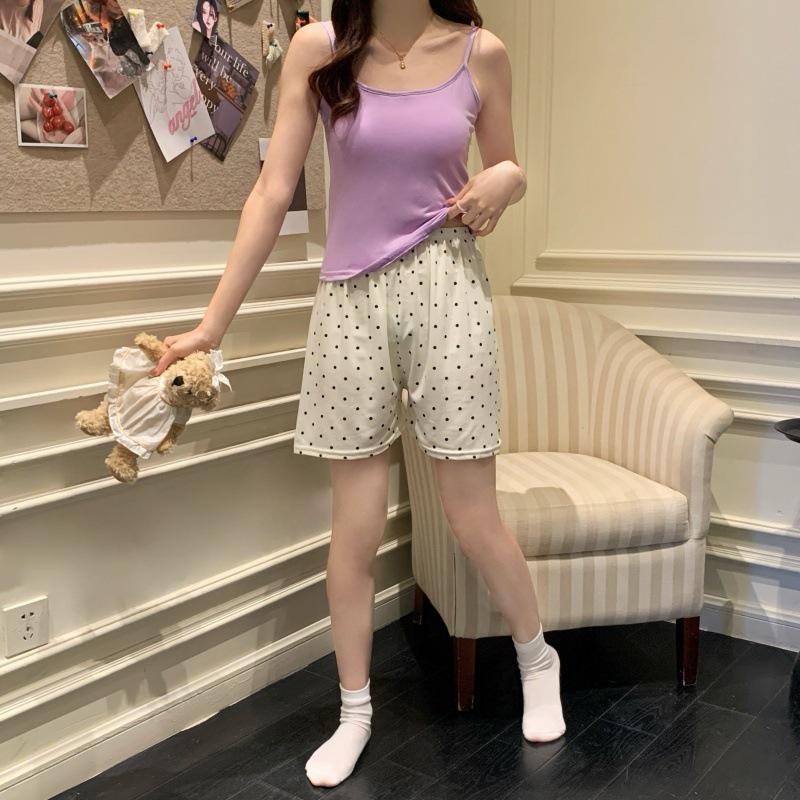 Women s Summer Cartoon Camisole & Shorts Pajama Set with Chest Pads Size M-L