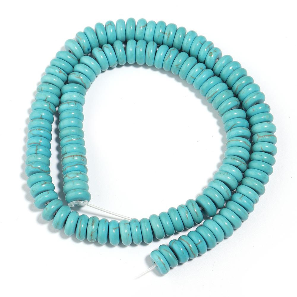1 Strand Natural Stone Spacer Beads Flat Round Turquoise Bead Loose Beads for Jewelry Making DIY Bracelet Necklaces Accessories