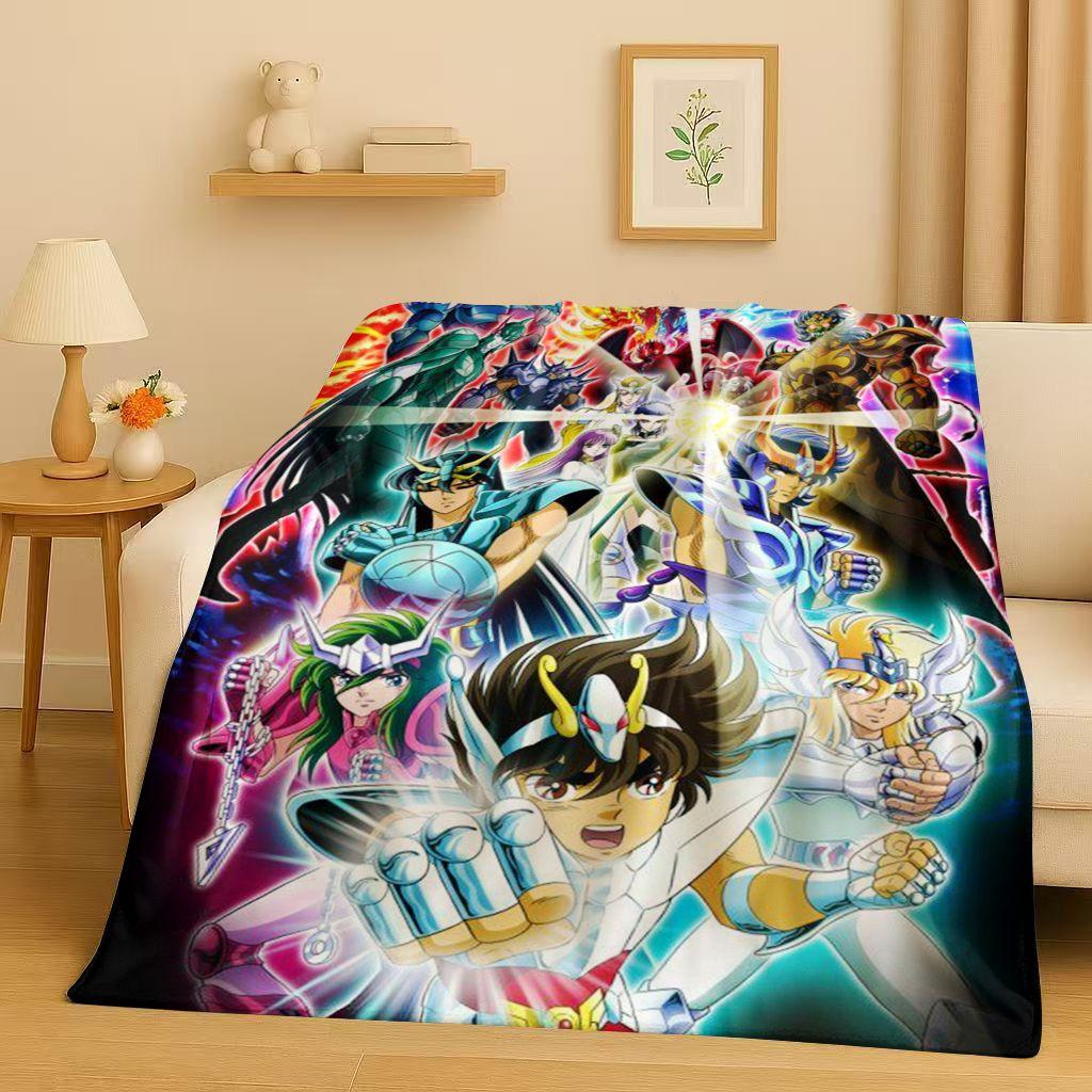 Classic Saint Seiya Shiryu Athena Cartoon Flannel Blanket,Ultra Soft Warm Plush Throw for Home Bedroom Bed Sofa Cover Travel Kid