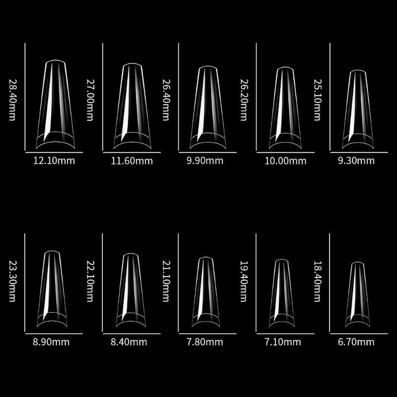 Alomd/Coffin/Square/Stilettos Fake Nail Tips,Clear Acrylic False Nail 10Sizes Press On Nail for DIY Nail Extensions