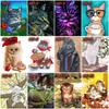 Full Square Drill Diamond Painting Cat Girl Diamond Embroidery Animal Mosaic Art Rhinestone Home Decoration