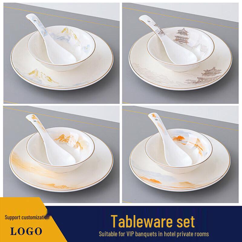Elegant New Chinese Style Ceramic Tableware Set