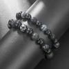 Handmade Natural Volcanic Stone Snowflake Stone Bead Bracelet Men's Retro 10/8mm Elastic Bead Couple Bracelet