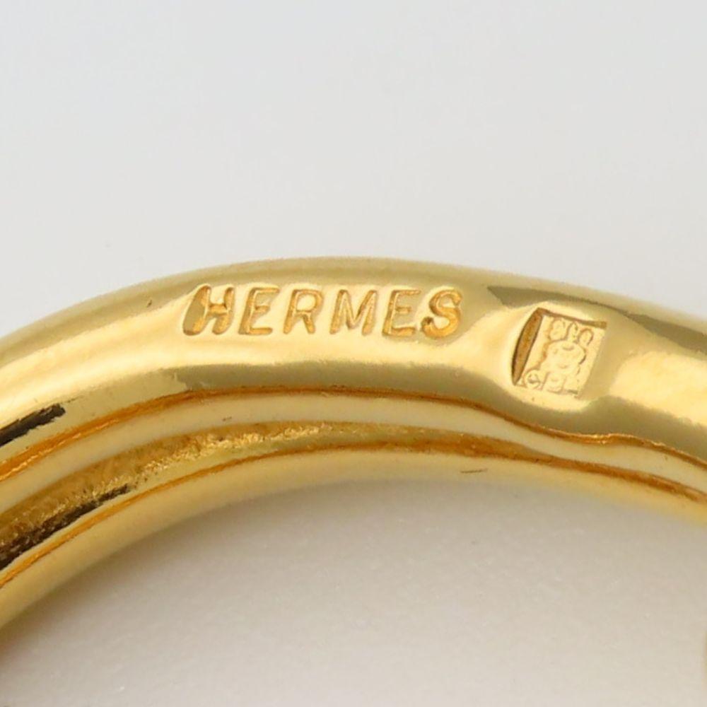 Used HERMES Scarf ring Head metal 9.7g gold plating