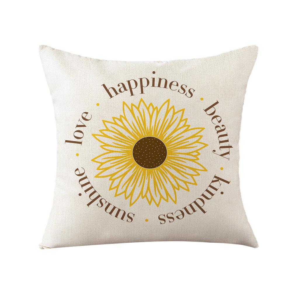 Sunflower Pillow Cover Cartoon Bee Print Polyester Home Cushion Cover Nordic Sofa Cushion Cover