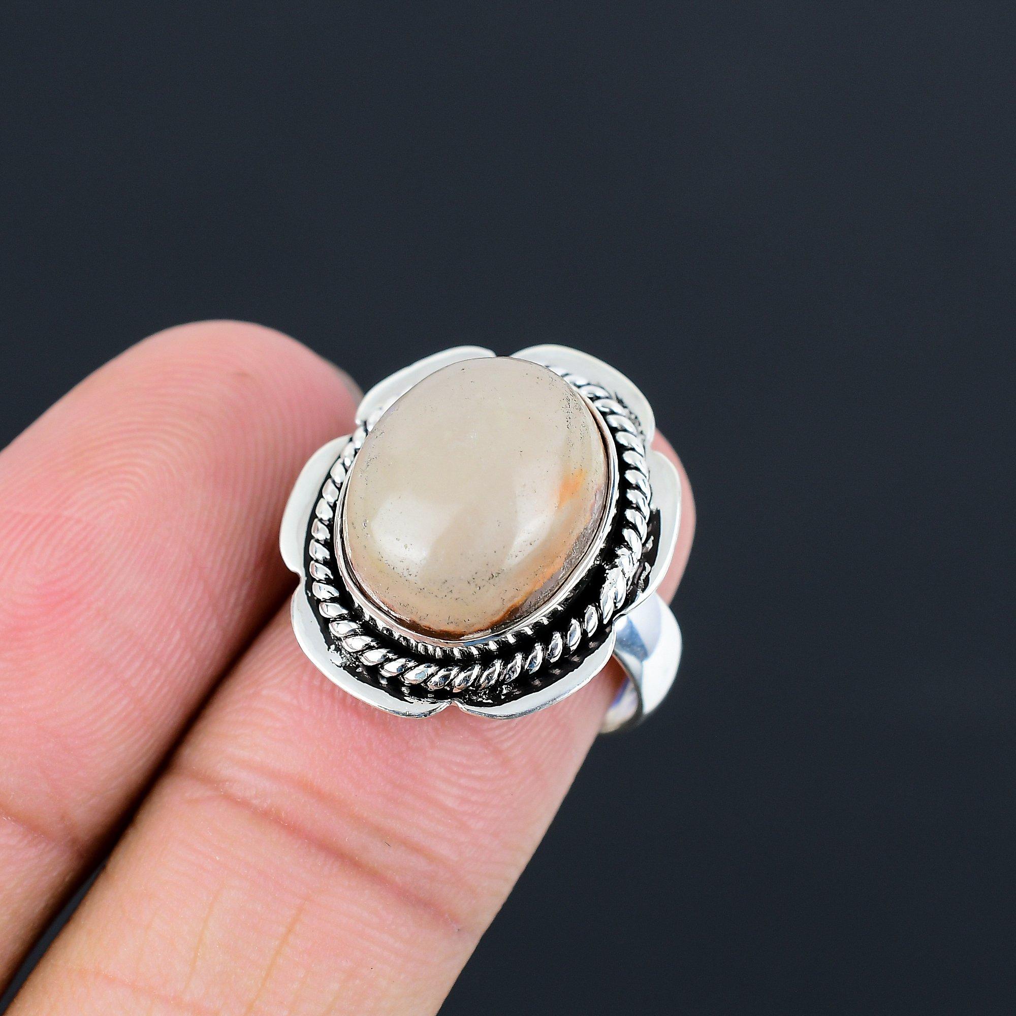 Halloween Sale Sterling Silver Natural Polychrome Jasper Stackable Ring Size 7 7