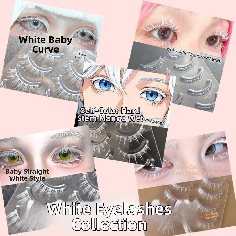 Thick White Lashes Eyelashes Extension Eye Makeup Tools White False Eyelashes for Cosplay
