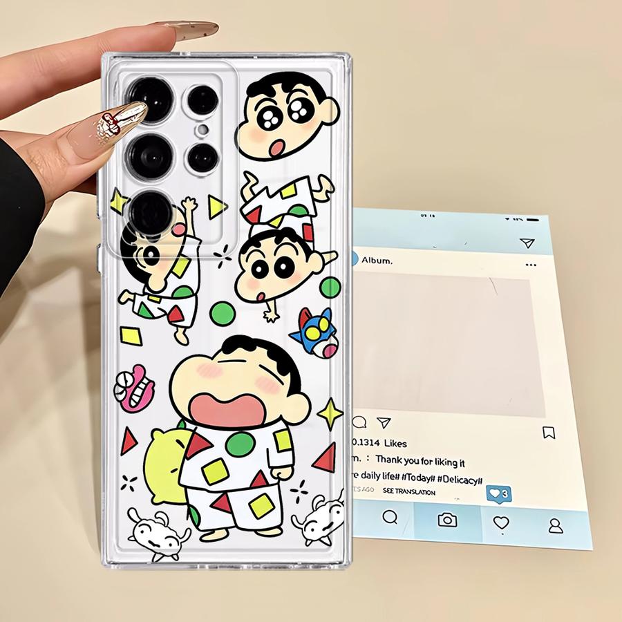 Cartoon Crayons Shinchan Phone Cover Case for Samsung Galaxy Note 20 Ultra 10 S22 FE S21 S24 S25 Edge S20 Plus S23 Ultra S26