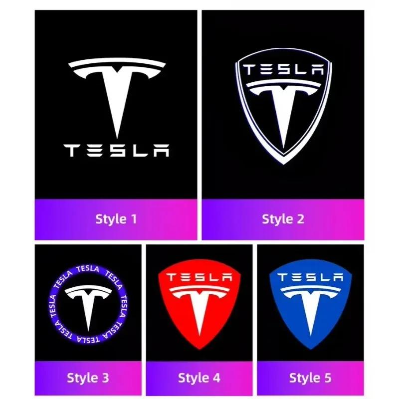Car Sticker Tesla 2Pcs Car Door Projector Lamps Welcome Lights Accessories For Tesla Model 3 S X Y Cybertruck Roadster SpaceX