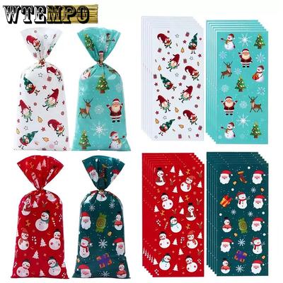 WTEMPO Christmas Festival Series Printed OPP Gift Bags Santa Claus Pattern Bundle Bags Holiday Mini Souvenir Storage Bags