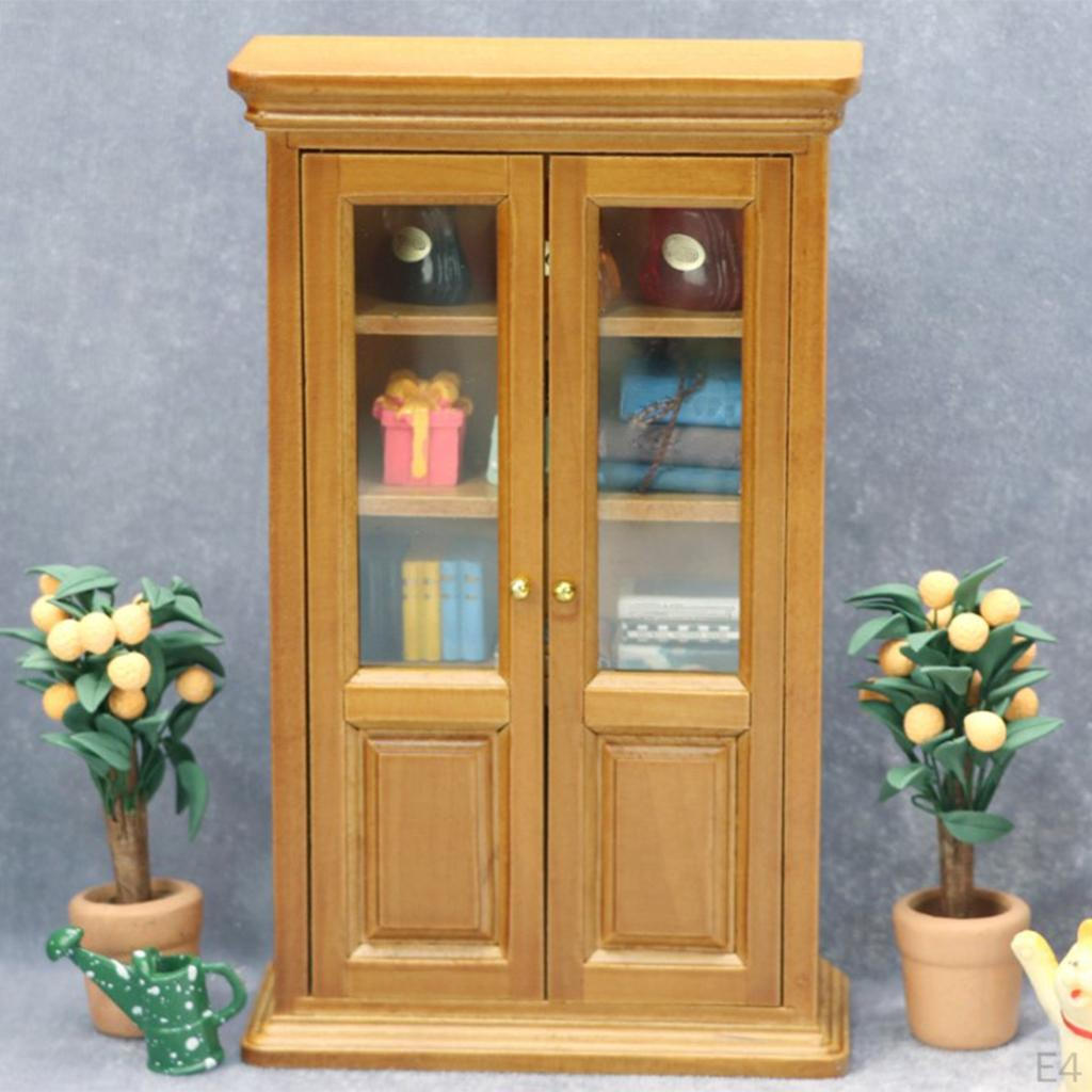 1/12 Scale Cupboard,Wooden Dollhouse Miniature Cabinet Model Nursery Room Decor