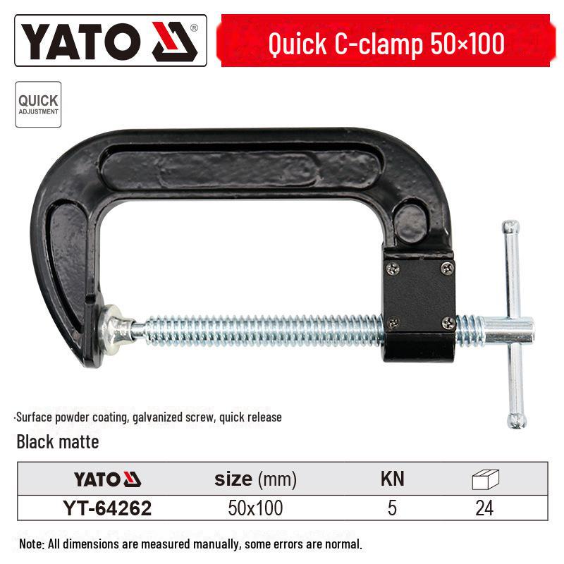 

Зажим для деревообработки Yiertuo G-образной формы с углублённым коромыслом — универсальное приспособление типа G и C 50x100mm YT-64262