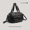 Black Retro Zipper Locomotive Bag New Casual Soft Handbag College Style Shoulder Messenger Bag