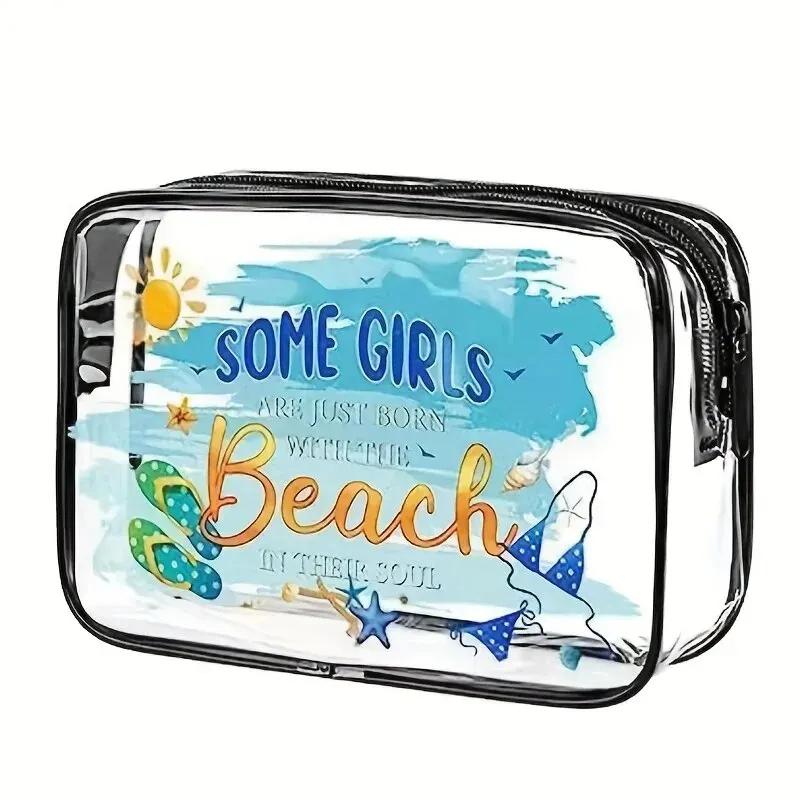 1pc All-Purpose Waterproof PVC Cosmetic Bag - Clear Travel Pouch for Toiletries Makeup & Beach Essentials