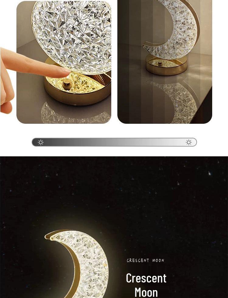 Stars Moon Crystal Night Light: Creative Bedside & Desk Decoration Lamp