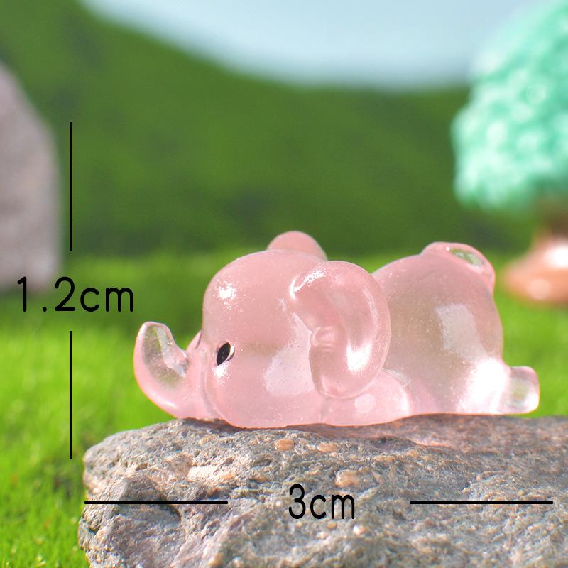 Cute Cartoon Figure Lying On The Ground, Glow-in-the-dark Little Elephant, Resin Handicraft Landscape Decoration Desktop Ornament