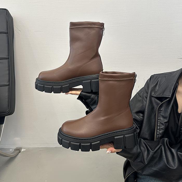 Martin Boots Women's 2025 New Autumn and Winter Velvet Thick-soled Short Thin Boots British Style Advanced Sense Explosive Boots Tide