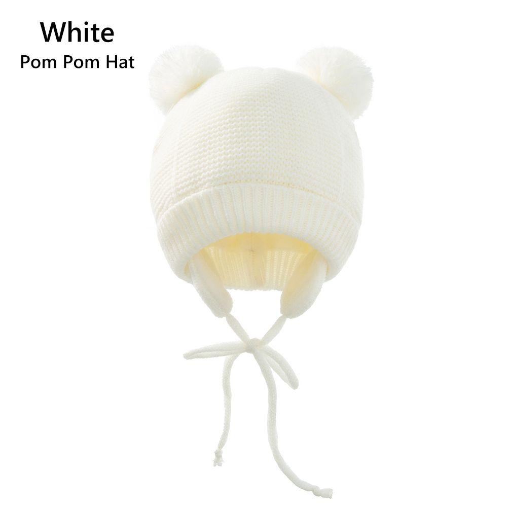 1-4 Years Fleece Lined Winter Earflap Beanie Hat Kids Hat Gloves Set Pom Pom Hat Mittens