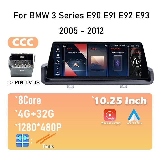 

10,25-дюймовый IPS-экран, автомобильное радио, стереовидеоплеер, GPS-навигация для BMW 3 серии E90 E91 E92 E93 2005 - 2012, система Android 14