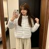 Warm cotton-padded clothes for women, white pressure-sensitive polka dots, thickened ribs, zero jacket, hooded winter new design