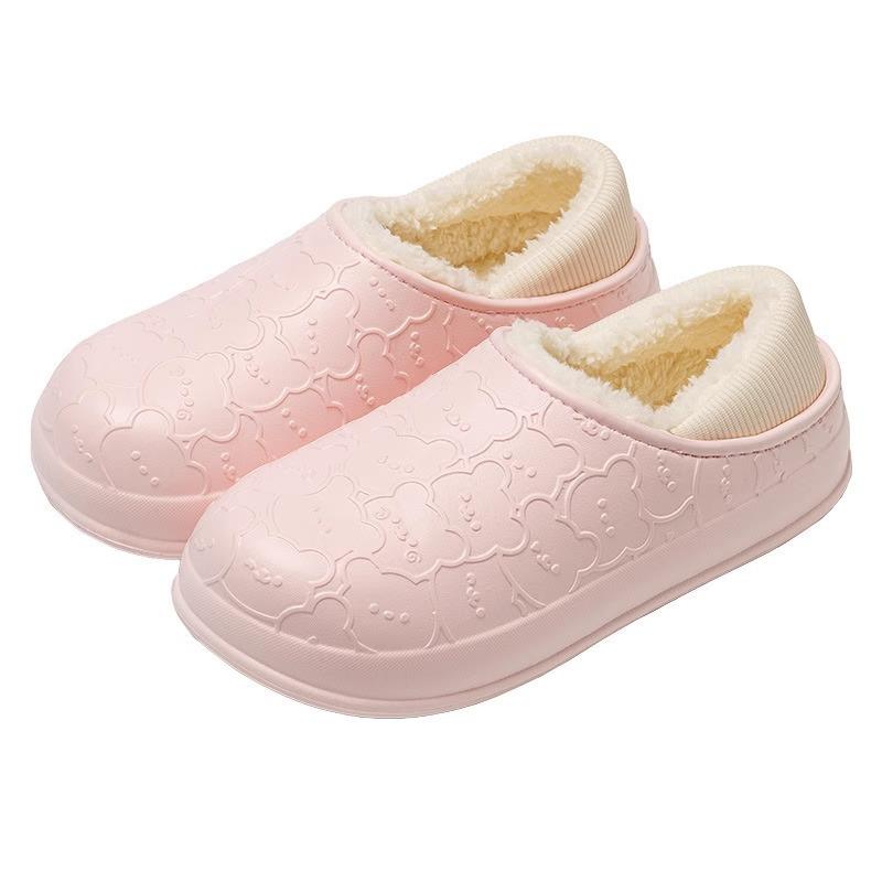 Winter cotton slippers female couple home indoor and outdoor waterproof bag head velvet non-slip thick-bottomed wool slippers