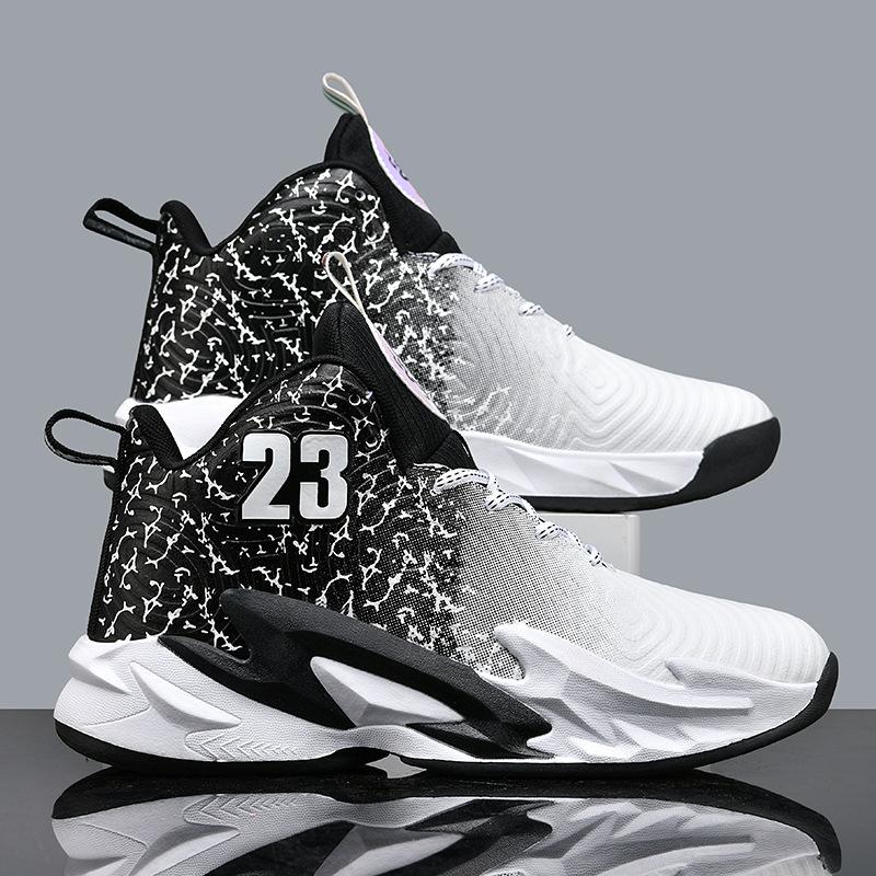 Spring and Autumn New High Top Basketball Shoes Leather Surface Men's Actual Combat Teenagers Junior High School Elementary School Elementary School