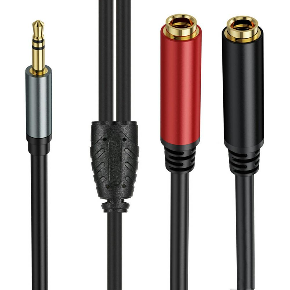 

0.3m 3.5mm Male Stereo TRS to Two 6.35mm 1/4 Inch TS Female Stereo Breakout Cable Y Splitter Cable A