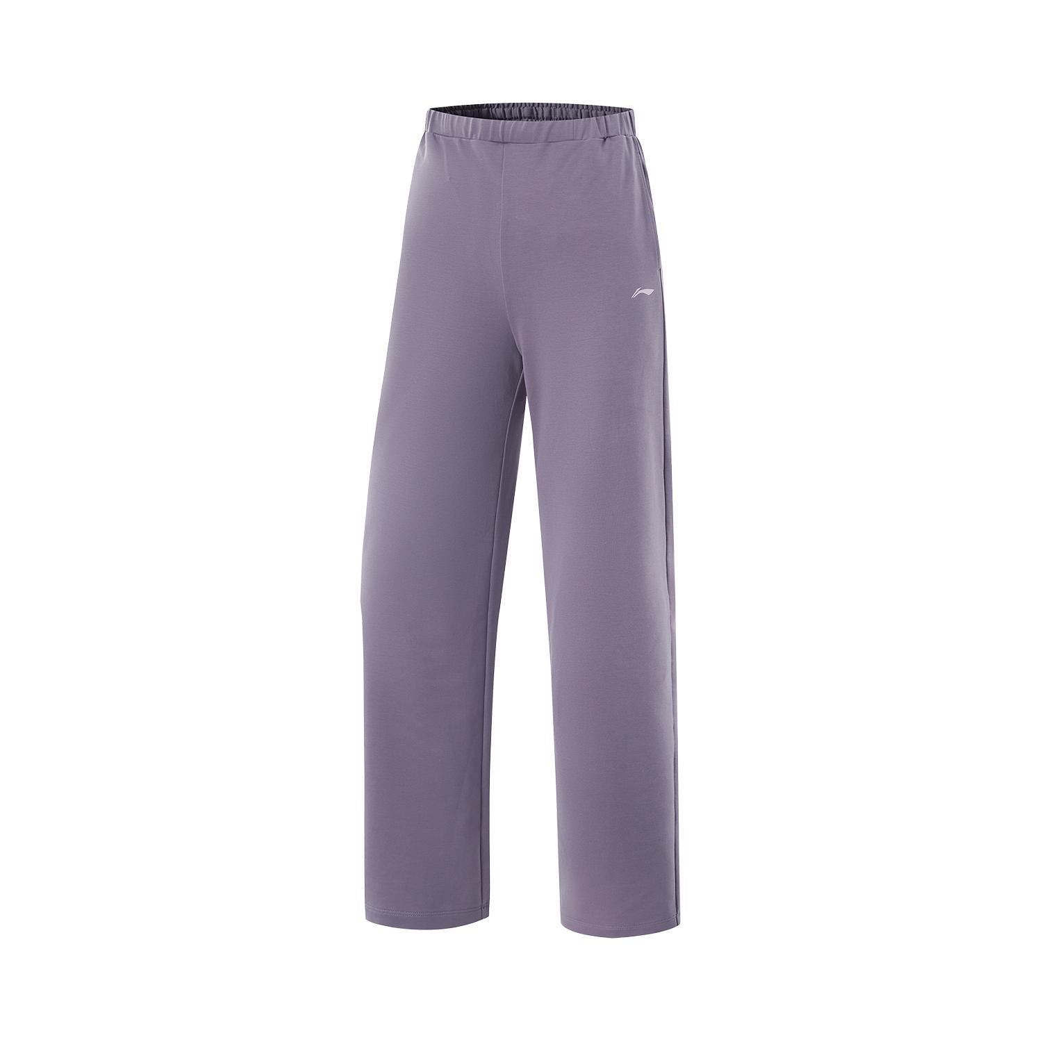 

Li Ning Серия Фитнес Повседневные Простые Однотонные Ледяной Шелк Быстросохнущие Прохладные Вязаные Спортивные Брюки Прямого Кроя Женские брюки Темно-серый Фиолетовый AKLV730-1 XXL