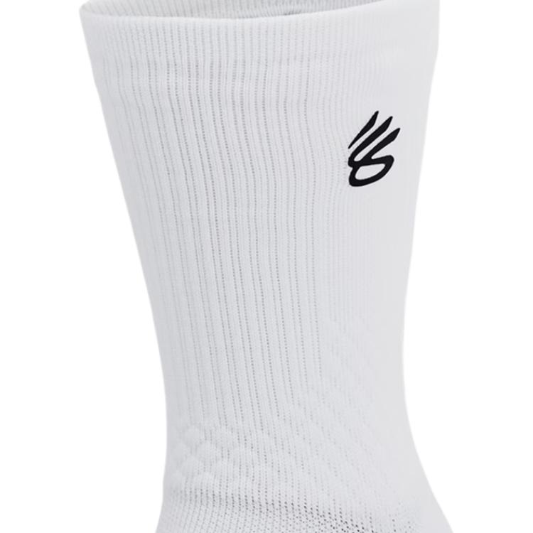Under Armour Playmaker Curry Armourdry™ Elastic Breathable Durable Comfortable Mid-Calf Socks Unisex socks White 1376231-102