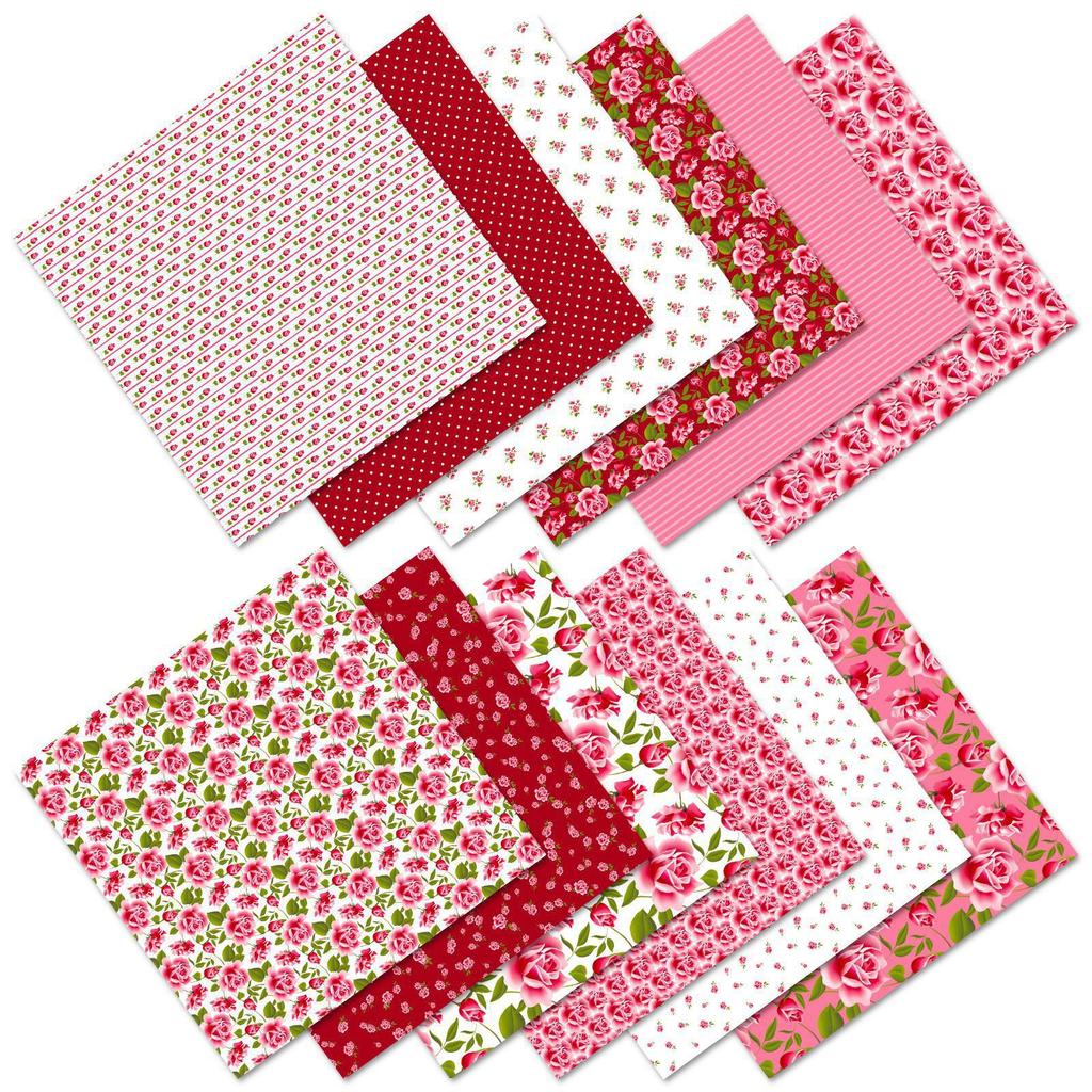 12 Rosa Blumen Valentinstag DIY Album Scrapbook Hintergrundpapier Karte Handkonto Materialpapier