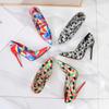 Neue sexy Mädchen High Heels Damen Dünne Absätze Spitz Große Größe Vielseitige Farbe Karomuster Damenschuhe