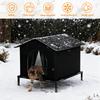 Winter Outdoor Cat House Insulated Waterproof Elevated Warm Bed Shelter for Stray Cats Kittens Small Animals Patio Garden Use