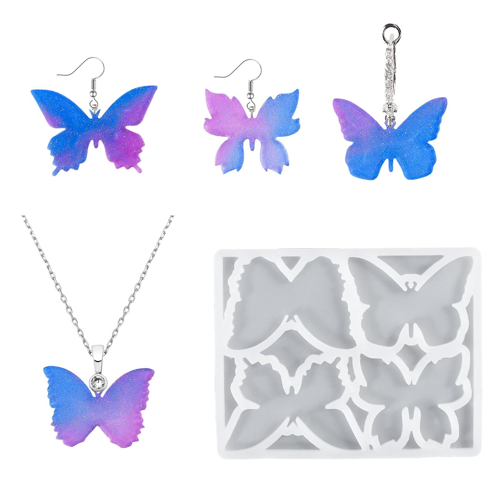 

Набор силиконовых форм «Бабочка» с 4 полостями из кристальной смолы для изготовления украшений, идеально подходящий для серег, ожерелий, брошей