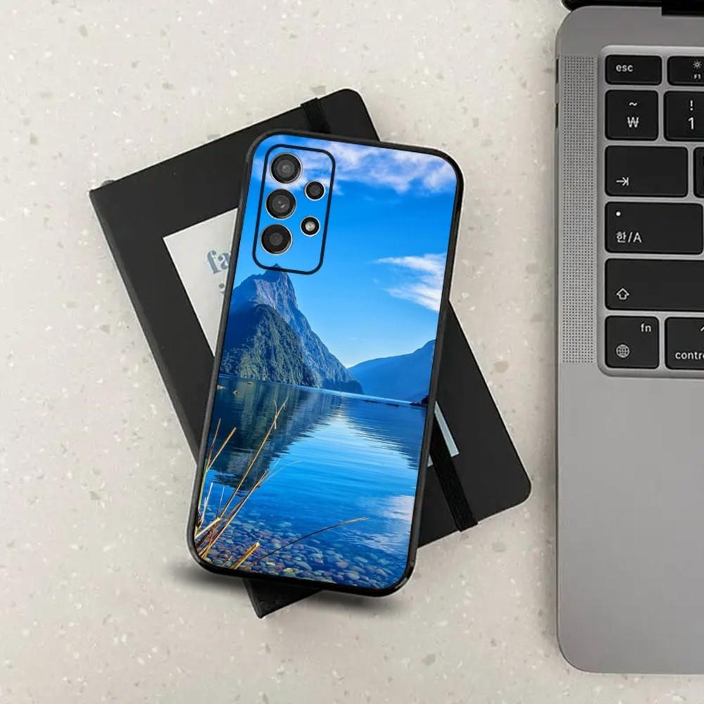 Waterfall nature Trees ship Phone Case For Samsung Galaxy A13,A21s,A22,A31,A32,A52,A53,A71,A80,A91 Soft Black Cover
