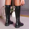 Fashion Autumn Winter Women's Knee High Boots Solid Color High Tube PU Leather Boots Woman Fashion Back Zipper Low Heel Long Botas Mujer