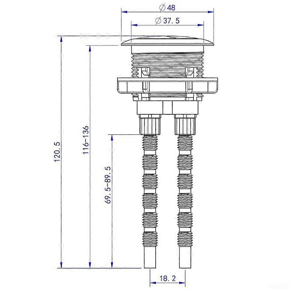 Flush Button Brushed Brass Universally Toilet Dual Flush Button Fit 38mm Cistern Hole, Powerful and