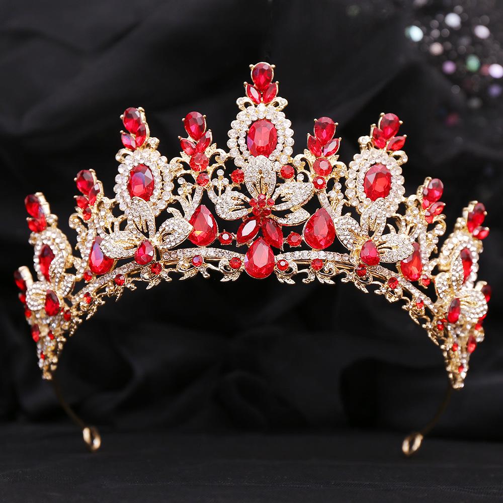 Baroque Luxury Water Drop Flower Crystal Opal Tiara For Women Wedding Girls Birthday Party Elegant Crown Hair Accessories