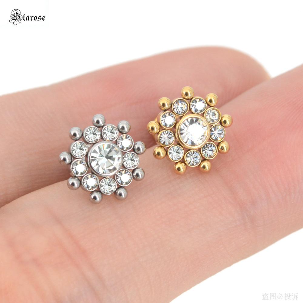 1Pc 1.2x6/8mm G23 Titanium Base Stainless Steel Studs Lip Labret Piercing Nose Helix Piercing Conch Tragus Earrings Flat End