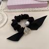 Geometric Heart Pearl Bow Scrunchie: Versatile Women's Elastic Hair Tie