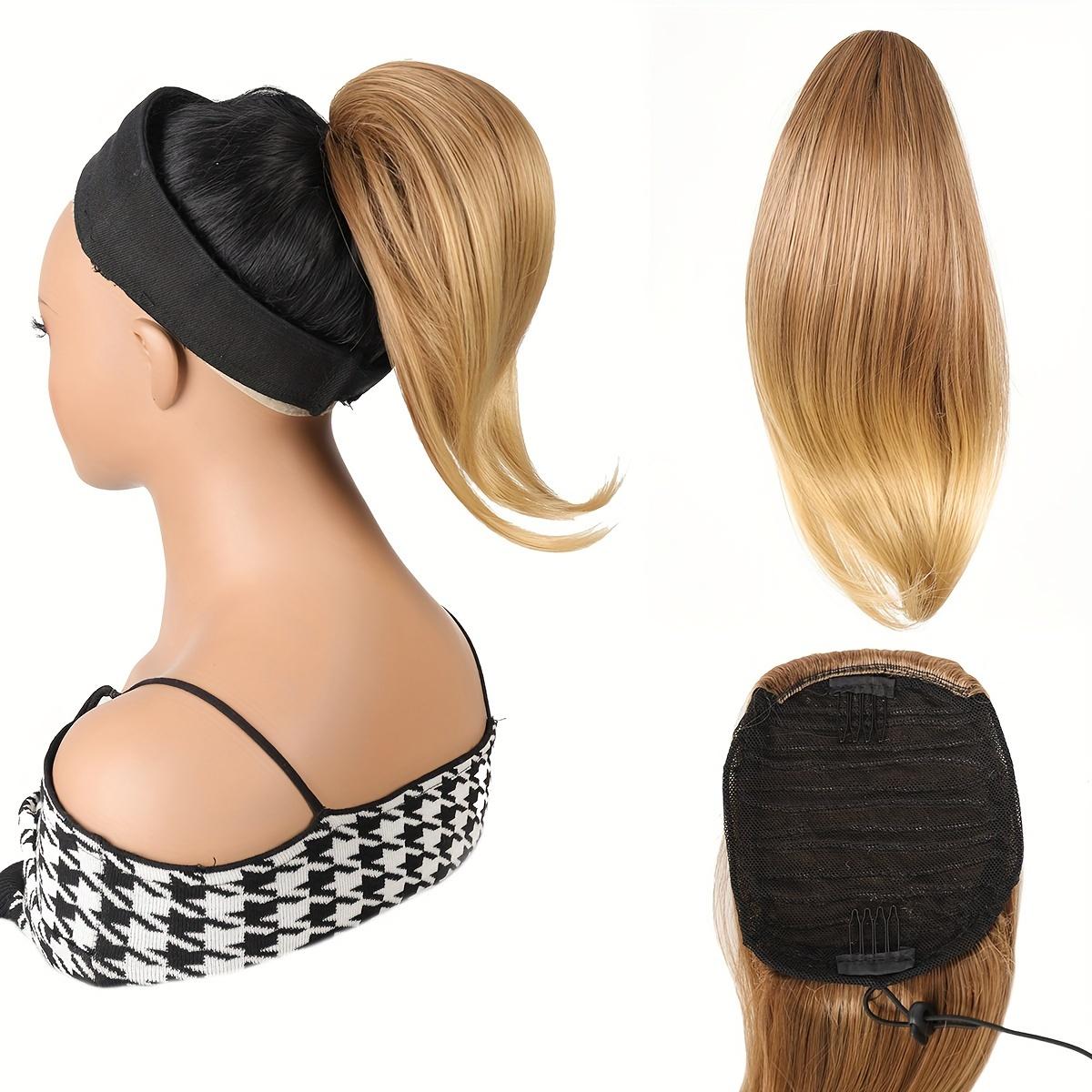 

Наращивание прямых волос для женщин, конский хвост на шнурке, легко прикрепляемый, с сочетанием натурального черного и серого цветов, регулируемая резинка с надежным гребнем