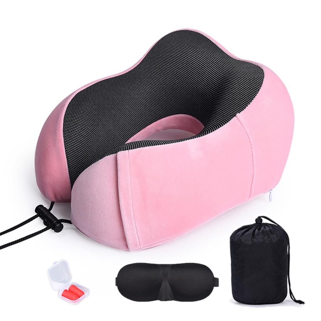 U-Shaped Pillow With Eyemask Earplugs Storage Bag,Travel Memory Foam Neck Pillow,Adjustables Neck Guard Pillow For Home/Travel