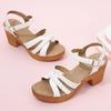 Women Roman Weaving Thick Heel Sandals Ankle Strap Chunky Platform Sandals Summer Buckle Fashion Comfortable Shoes