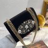 High Quality Luxury Velvet Handbag Glitter Rhinestones Diamond Evening Bag Clutch Purse For Wedding Party Shoulder Crossbody Bag