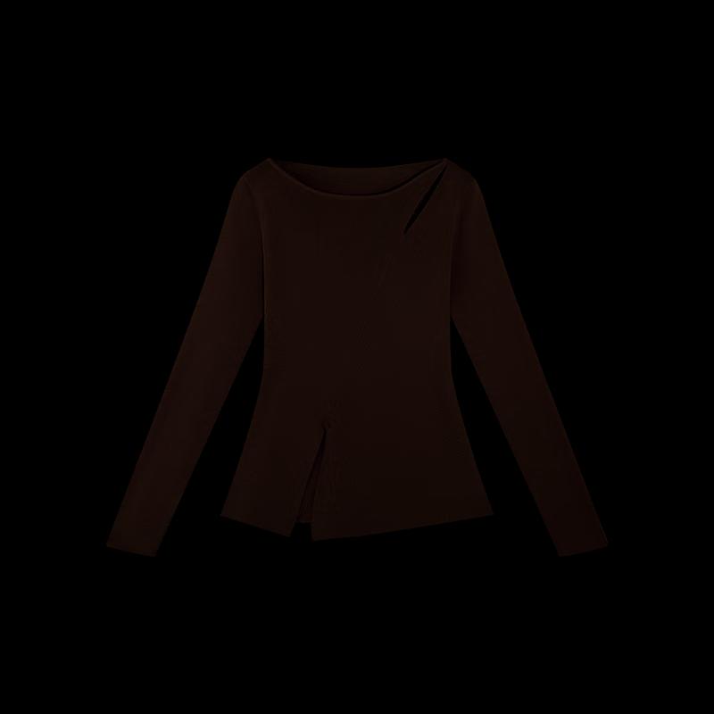 HECO Half-Leaf Women's Irregular Hollow-out Diagonal Cut Knit Top (2025 Autumn)